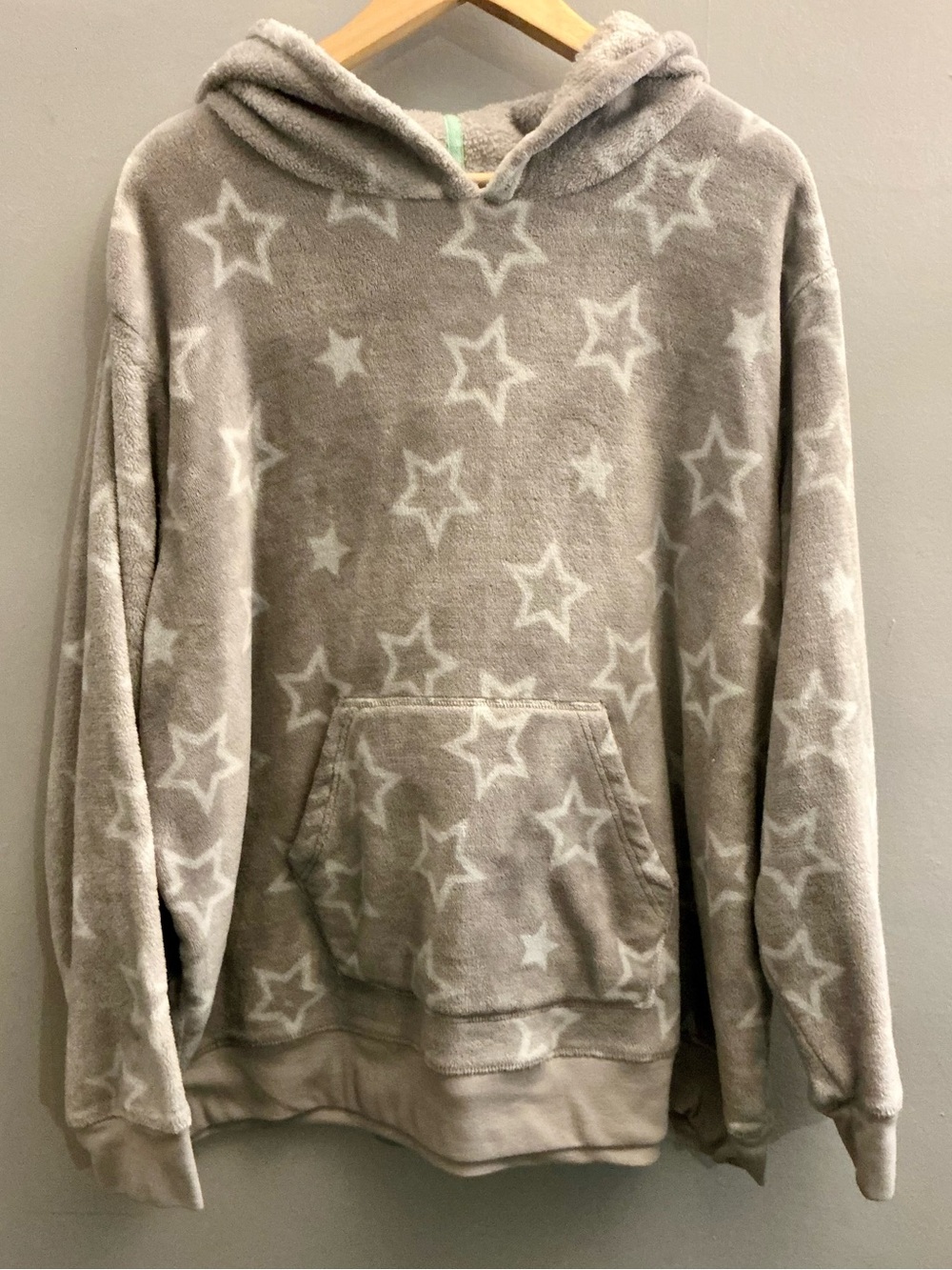 SO Intimates Women’s 3X Gray Star Plush Fleece Lounge Hoodie